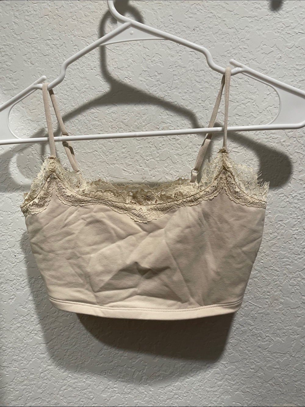 Express Lace-Trim Bralette Cami in Cream